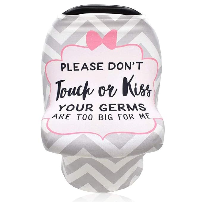 Baby Car Seat Cover & Stroller Seat Strap Covers Boys and Girls, No Touching Sign Canopy and Car Seat Straps Shoulder Pads, Multiuse Nursing Covers for Breastfeeding, Seat Belt Protectors for Kids