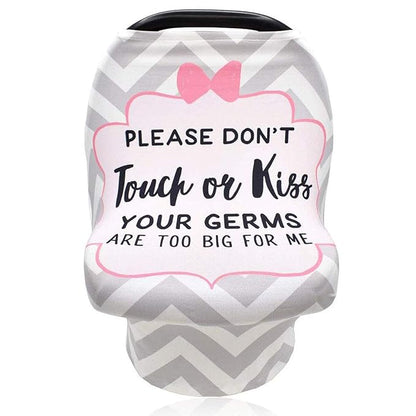 Baby Car Seat Cover & Stroller Seat Strap Covers Boys and Girls, No Touching Sign Canopy and Car Seat Straps Shoulder Pads, Multiuse Nursing Covers for Breastfeeding, Seat Belt Protectors for Kids