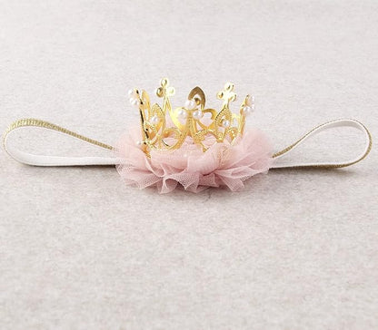 Nishine Princess Toddler Girls Crown Tiaras Baby Elastic Birthday Party Crown Headband Photo Props Gift (Pear&Gold)
