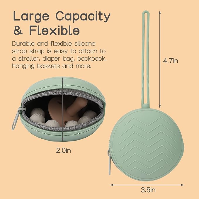 2 Pack Silicone Pacifier Holder Case, BPA Free Newborn Baby Pouch for Boys & Girls, Portable Container (Powder Rose, Dusty Lilac)