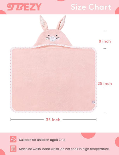 TBEZY Baby Hooded Towel with Unique Animal Design Ultra Soft Thick Cotton Bath Towel for Newborn (Bunny)
