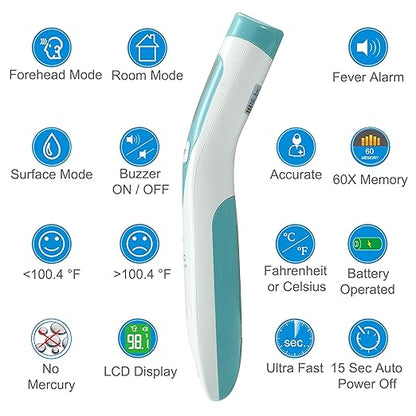 3-Pack Bundle Amplim Touchless Infrared Digital Forehead Thermometer