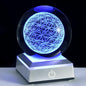 Qianwei Flower of Life Crystal Sphere with Led Colorful Lighting Touch Base, Sacred Geometry Crystal Ball Starlight Magic, Feng Shui Decor Laser Engraved Seek of Flower Inside A Sphere