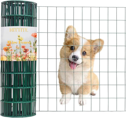 Green PVC Coated Welded Wire Fencing, 72in High x 50ft Long, 2 inch x 4 inch 14GA 2/3/4/5/6 Ft Tall Welded Wire Fence Rolls, Green Metal Garden Fence Wire Roll Garden Fencing for Yard