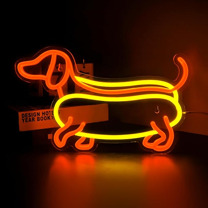 Dachshund Neon Sign Cute Dachshund Neon Light LED Sign for Wall Decor,Animal Wiener Dog Neon Sign for Kids Gifts Game Room Party Man Cave Birthday Gift