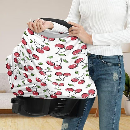 LedBack Car Seat Cover for Babies Baby Stuff Nursing Breastfeeding Cover, Soft Breathable Baby Carseat Canopy, Cherry Pattern