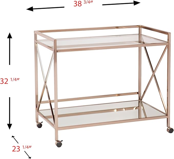 SEI Furniture Maxton Metallic Open Shelf Bar Cart, Gold