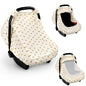 Hooyax Muslin Car Seat Cover Baby, Summer Car Seat Covers for Babies, Infants, and Newborns, Ultra Soft Breathable Universal Fit Stroller Carseat Canopy Covers for Boys Girls (Heart)