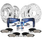 Detroit Axle - Brake Kit for 2011-2019 Ford Taurus Explorer 2012-2019 Flex, 2011-2012 Lincoln MKS, Drilled Slotted Brake Rotors