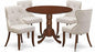 East West Furniture DLSI5-MAH-35 5 Piece Kitchen Table & Chairs Set Includes a Round Dining Room Table with Dropleaf and 4 Doeskin Linen Fabric Parson Dining Chairs, 42x42 Inch, Mahogany