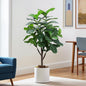 Artificial Fiddle Leaf Fig Tree, 4 FT Tall Fake Ficus Lyrata with Pot, Faux Silk Plants Indoor, Realistic Artificial Plants Decor for Home Office Living Room Decor Indoor Outdoor