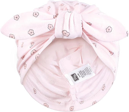 Hudson Baby Infant Girls Turban Cotton Headwraps, 0-24 Months
