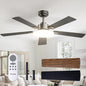 Passky Ceiling Fans with Lights, 52 inch Sleek Ceiling Fan with Light and Remote Control, 3CCT, Dimmable, Reversible, Noiseless, Black Ceiling Fan for Bedroom, Living Room