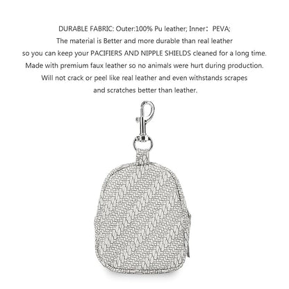 MOMIGO Pacifier Case Bag - Pacifier Holder with Clip for Diaper Bag Stroller Purse Charm, Holds 2 Pacifiers Outdoor Travel (Grey)