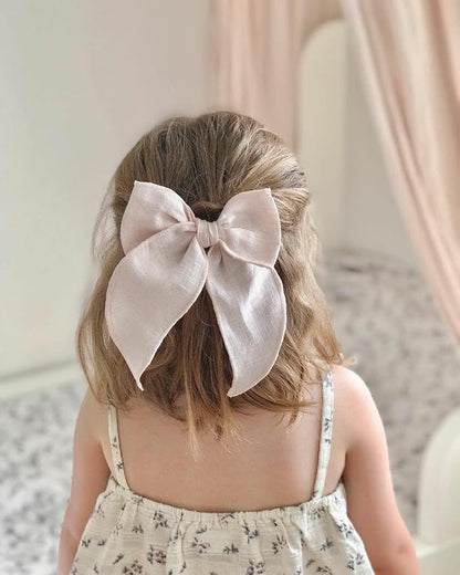 Pack of 4 Gorgeous Fable Bow Hair Clips for Girls Women Linen Hair Bow Alligator Clips Toddler Baby Mom Young Girl Hair Accessories (Rust/Beige)
