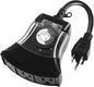 Outdoor Timer Outlet Waterproof, 24 Hour Mechanical Timer Outlet for Home and Garden, 3 Grounded, 15A 3/4HP, Black, 1 Pack