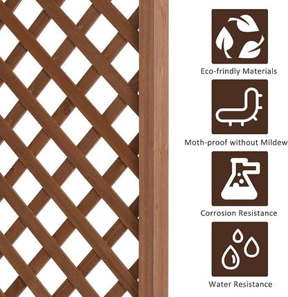 Outvita 7 Ft Wooden Garden Arbor Arch, Fir Wood Arbour Archway, Decorative Stand Trellis for Wedding Ceremony Decoration Plant Climbing Rose Vines Lawn Courtyard Dark Brown