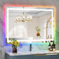 40x24 Inch RGB LED Bathroom Mirror Front Light and RGB Backlit Lighted Vanity Mirror for Bathroom Wall Mounted Dimmable Anti Fog Memory Shatter-Proof IP54 Waterproof Horizontal/Vertical
