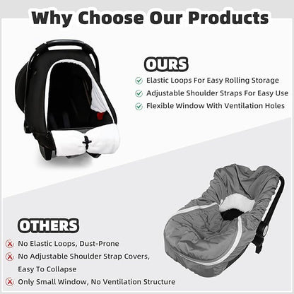 SWESEN Winter Car Seat Covers for Babies, Cozy & Warm Cover, Infant Car Seat Canopy Water Resistant, Universal Cold Weather Shield, Black
