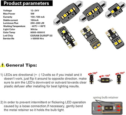 LED Interior Light kit for Subaru Outback 2000-2009 Dome Light Bulbs Replacement Package, 6000K Xenon White LED Lights Accessories Upgrade (12 Bulbs)