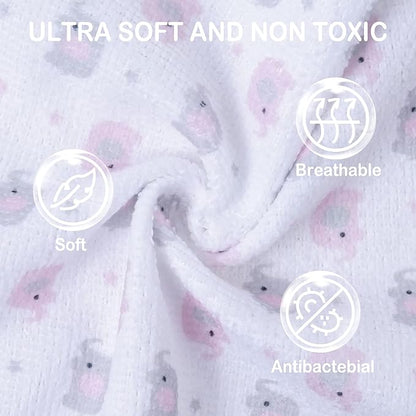 softan Baby Washcloths, 24Pack Baby Wash Cloths Extra Soft & Ultra Absorbent, Baby Towels and Washcloths Face Towel Unisex for Boys Girls Body, Washclothes Gentle on Sensitive Skin, 9x9 Pink Elephant