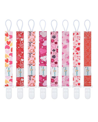 babygoal Baby Heart Pacifier Clips, 8 Pack Binky Paci Holder Clips Fits for Most Pacifier, Binkies and Valentine's Day Gift 8PB31-B