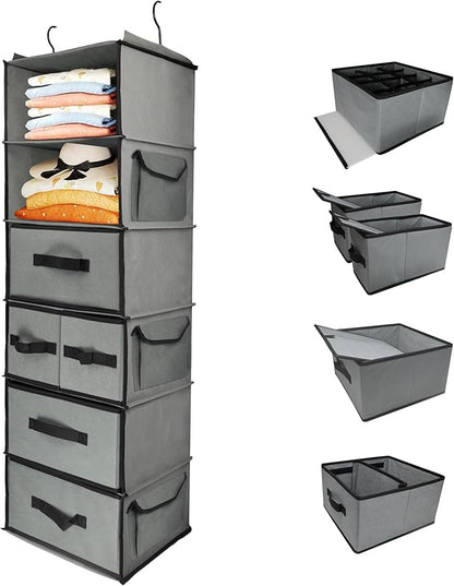 Durable 6-Tier hanging closet organizer