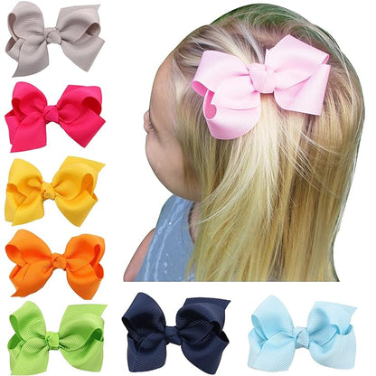 3 Inch Baby Girl Hair Bows Boutique Hair Clip Teens Toddlers Hairpin Headwear - Set of 2 (Deep Pink)