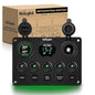 Nilight - 90125E 5 Gang Multi Function Rocker Switch Green Backlit Dual USB Charger + Digital Voltmeter +12V Outlet Pre-Wired Switch Panel with Inline Fuse for RVs Cars Boats Trucks Trailers