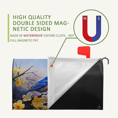 Spring Mailbox Covers Magnetic Large Size Bluebirds Mailbox Post Cover Summer Floral Bird Mail Box Wraps Bluebird Mailboxs Decor Waterproof for Garden Yard Oversized 25.5 X 21 Inch