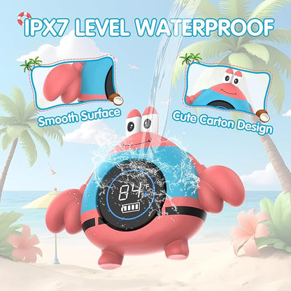 BabyElf Rechargeable Baby Bath Thermometer – Floating Crab Water Temperature Thermometer for Baby Bath, Automatic Sensing, Hot & Cold Alert, Waterproof Bathtub Thermometer for Newborns