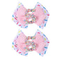 2pcs Birthday Hair Bow for Baby Girls, Sprinkle Confetti 5 Year Old Girl Birthday Decorations, Ice Cream Party Theme Bow Clips for Baby Girls Hair Pink