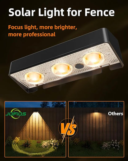 JOFIOS Solar Fence Lights 12 Pack, Warm White, Cool White and RGB Color Glow LED Solar Light, IP65 Waterproof Fence Lights Solar Powered for Patio, Backyard, Railing, Deck and Wall