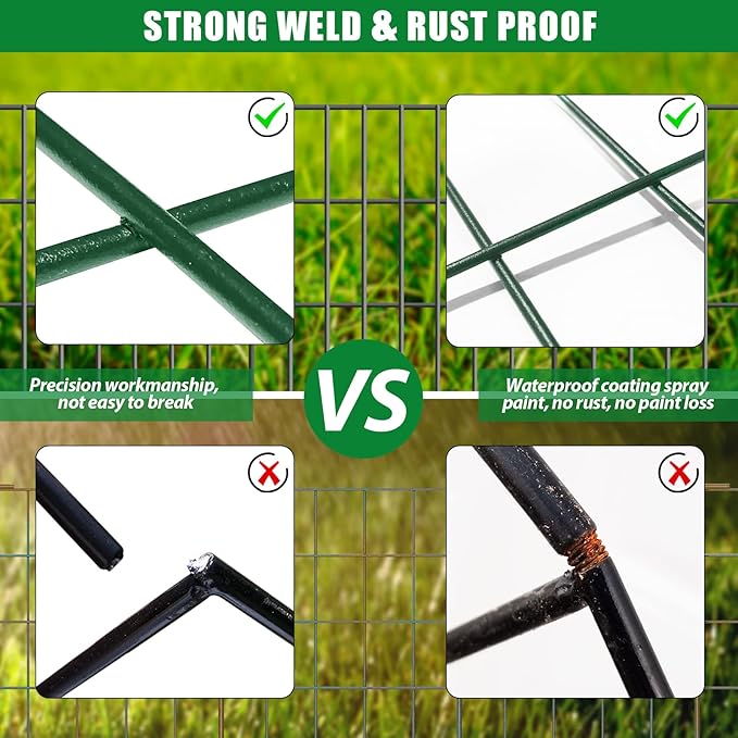 30 Pack Decorative Garden Fence Total 32.5ft (L) x 24in High 1.44" Gap Metal Wire Rustproof Small Animal Barrier Fence Easy Assembly Patio Yard Seedlings Protection Fencing Border Green