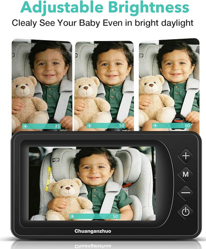 5'' Baby Car Camera with NO.1 Night Vision, USB Powered, Mirror/Normal Mode, 1080P IPS Crystal-Clear Car Baby Monitor With Brightness Setting & 3X Zoom, infant Backseat Camera, S100U, 5inch Black