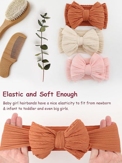 AQOKKA Baby Bows Headbands Nylon Baby Girl Headbands Soft Handmade Hairbands Toddler Hair Accessories for Girls Baby Newborn Infant Kids