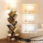 addlon 6-Tier Tree Bookshelf, Steel&Wood Corner Shelf with 3CCT Bulb,Small Book Shelf for Bedroom, Home Office&Living Room-Rustic Brown