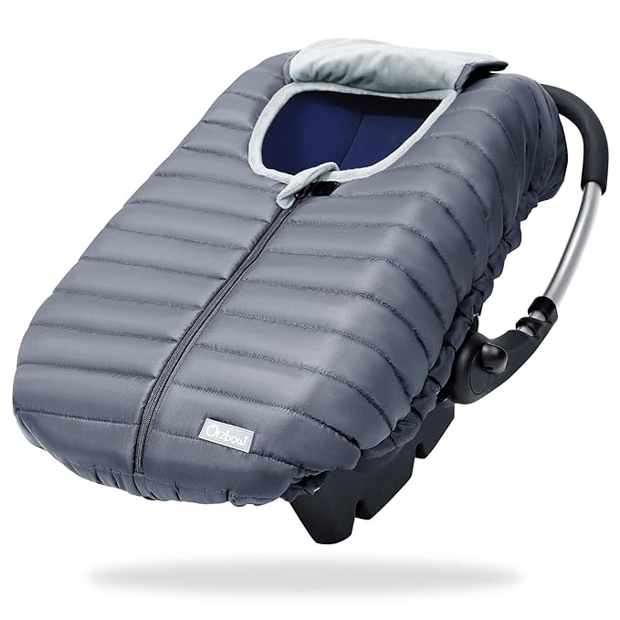 Orzbow Winter Car Seat Cover - Baby Car Seat Cocoon Cover for Boys & Girls, Warm Plush Carseat Canopy Cover to Protect Baby from Wind, Waterproof, Universal Fit for Infant Car Seat, Grey