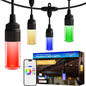 Enbrighten Vibe Modern Outdoor String Lights, 48ft, 24 RGBWIC Acrylic Bulbs, Weatherproof, Perfect for Gameday, Holidays, and More, Smart App Control, Compatible with Alexa, Google Home, 84013