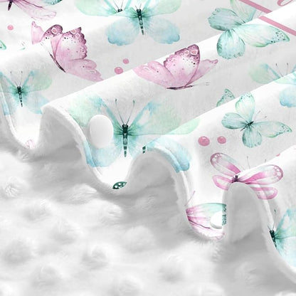 Custom Baby Car Seat Canopy for Babies with Name, Personalized Stroller Car Seat Covers for Girls, Butterfly Minky Nursing Carseat Cover for Breastfeeding, Car Seat Canopies for Newborn