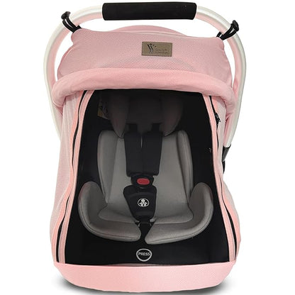 CarSeat Covers for Babies - Universal Baby Car Seat Covers for Girl Summer Infants Carseat Covers Breathable with Inner Bug Nets Covers Dustproof Privacy Shade Protection Baby Covers with Hoop