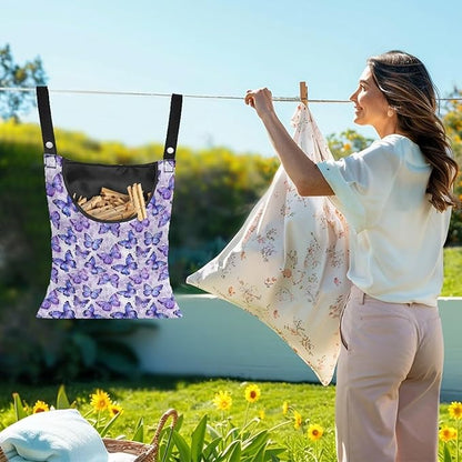 2 Pcs Butterfly Purple Clothespin Bag