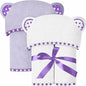 Set of 2 Hooded Baby Towels – White and Purple – Luxurious, Large and Super Absorbent – 35 x 35 Inch – Soft and Suitable for Infants, Toddlers and Kids – 400 GSM