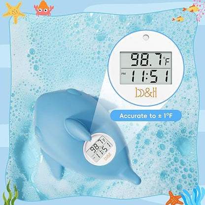 b&h Baby Bath Thermometer - Shark Thermometer for Water Temperature Monitoring, Digital Water & Room Temperature Reader, Safty Toddler Bathtub Floating Toy