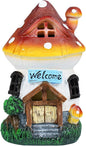 Garden Outdoor Figurines Statue with Solar Lights,Solar Mushroom House Decorations for Yard Outdoor Garden, Patio Yard Lawn, Gifts for Girls Birthday Housewarming Mother's Day (Mushroom House)