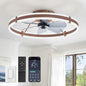 ZMISHIBO 24 Inch Ceiling Fans with Lights and Remote, Modern Low Profile Ceiling Fan, 3000-6000K Dimmable Flush Mount LED Fan Light, 6 Wind Speeds, Fandelier Ceiling Fans for Bedroom- Brown