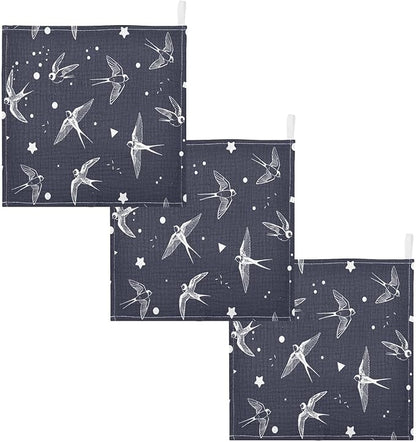 vvfelixl Swallow Bird Baby Burp Cloths Baby Muslin Washcloths for Boys Girls Cotton Baby Face Towel for Newborn Infants Soft and Absorbent 11.8 X 11.8 in, 5 Pack