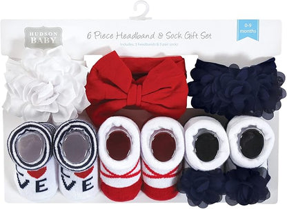 Hudson Baby Girl's Headband and Socks Giftset