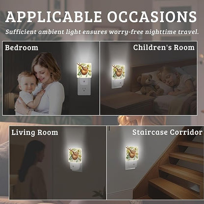 Cute Sloth Night Light, Dusk to Dawn Nightlight with Auto Sensor Lamp Home Indoor Stairway Kitchen Corridor, Night Lights Plug Into Wall Decorative for Boys Girls Women Men Room Gifts