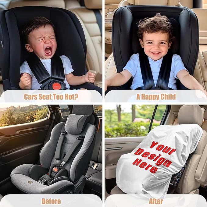 Custom Design Baby Car Seat Cover, Keeps Toddler Cool, Fits Most Car Seats, Easy Installation, Space-Saving Design